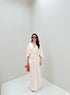 Women Casual V-neck Napless Flare Sleeves Maxi Slit Dress